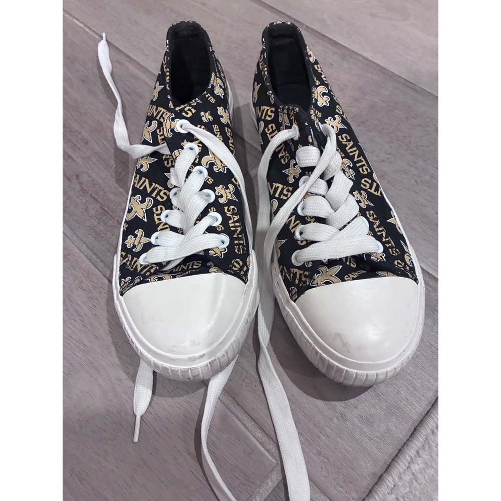 Womens Black Gold New Orleans Saints NFL‎ Print Canvas Sneakers Shoes